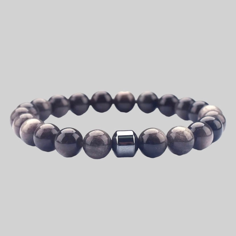 Silver obsedian Bracelet